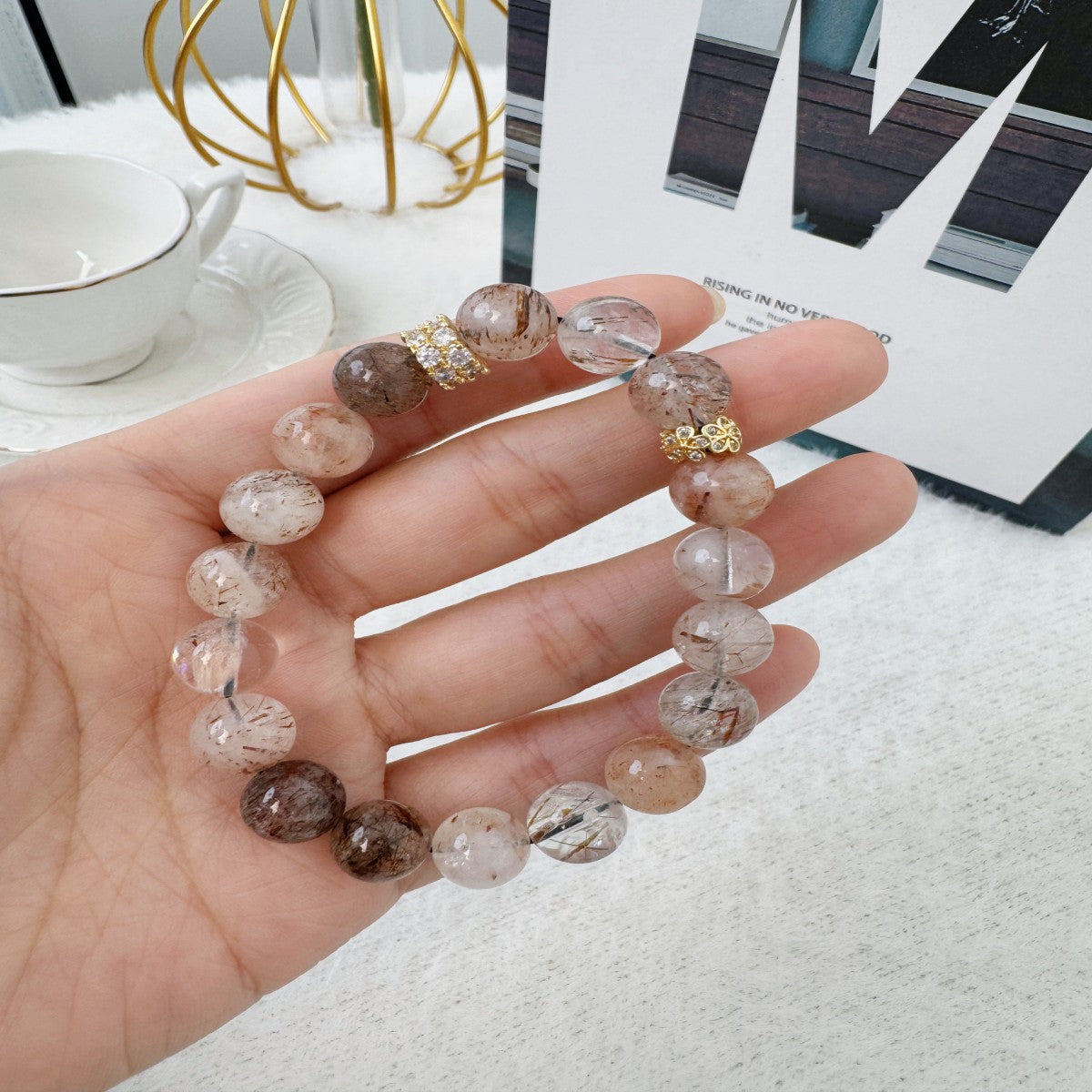 Handmade Glass Bead Bracelet – Elegant Minimalist Jewelry for Women(NCJ003)