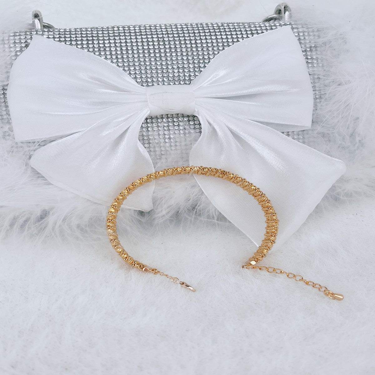 Gold Textured Alloy Bracelet – Adjustable Minimalist Bangle for Women(NCJ005)