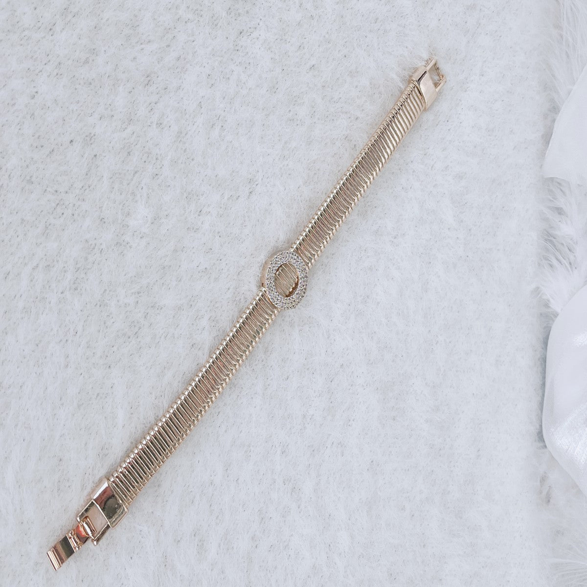 Gold Textured Alloy Bracelet – Adjustable Minimalist Bangle for Women(NCJ005)