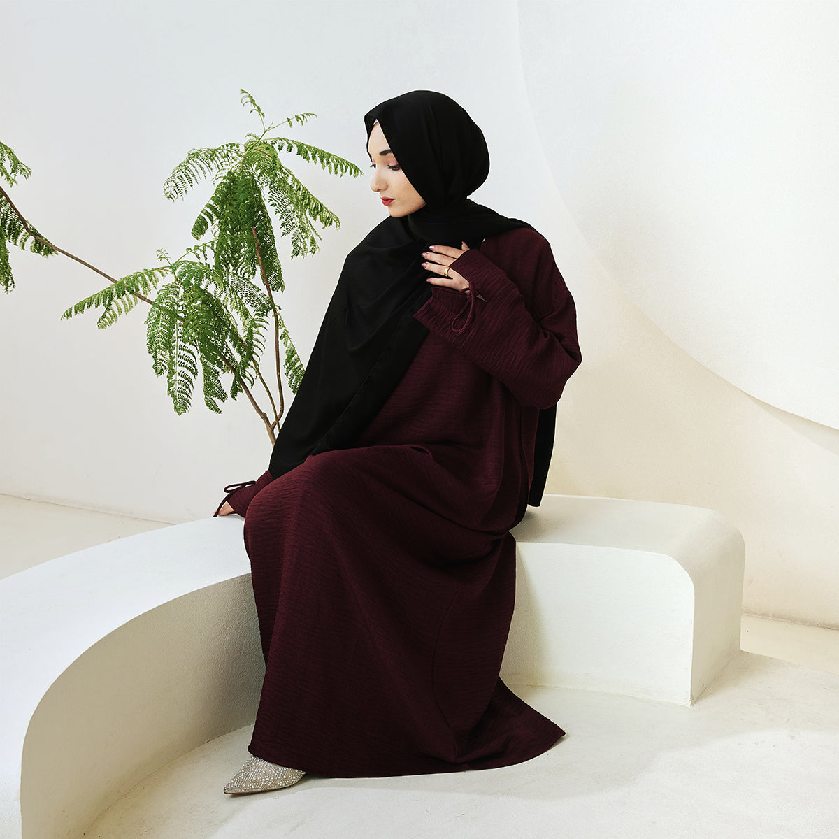 Casual Solid Color Long Robe with Tie-Detail Sleeves – Available in Multiple Colors (NCA011)