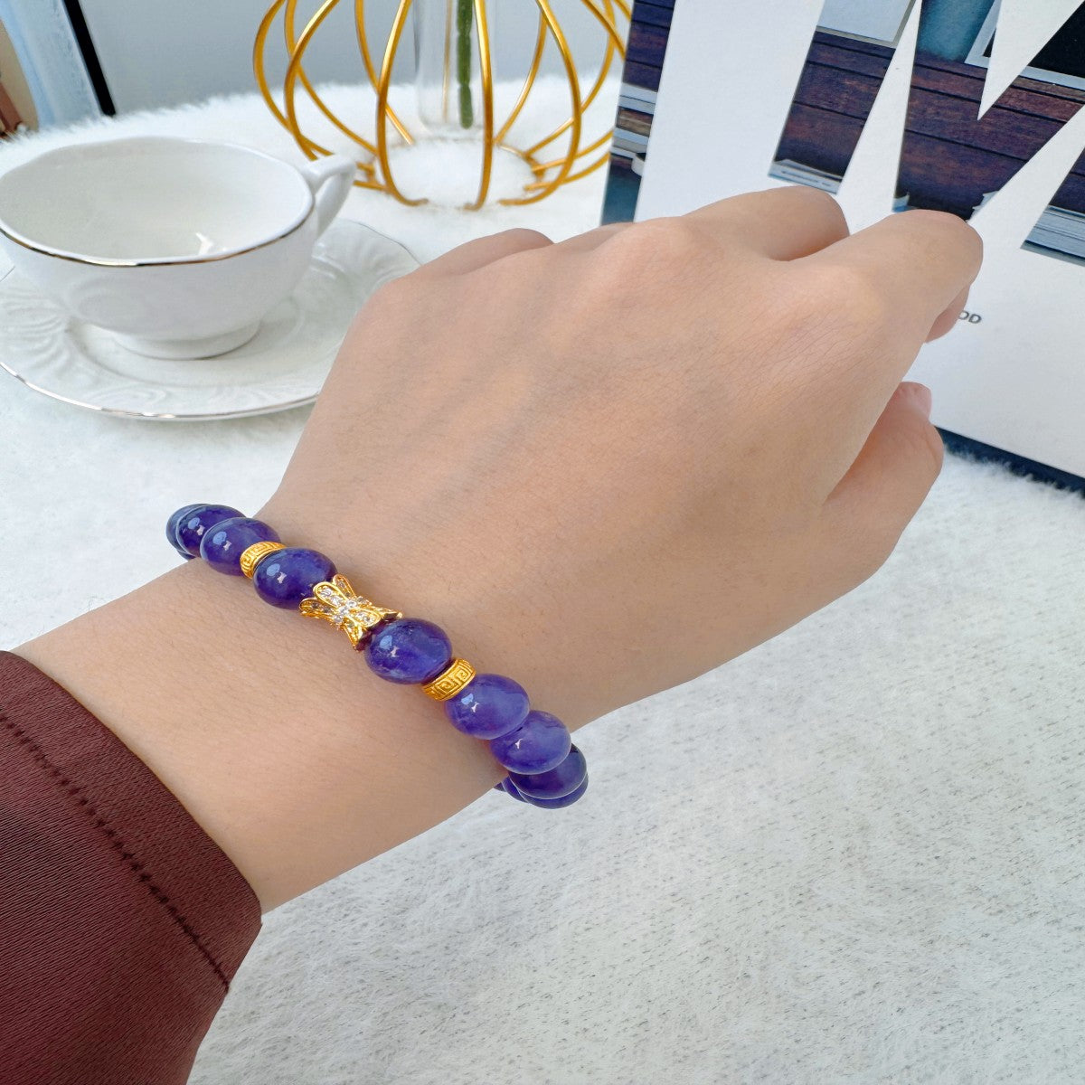 Handmade Glass Bead Bracelet – Elegant Minimalist Jewelry for Women(NCJ003)